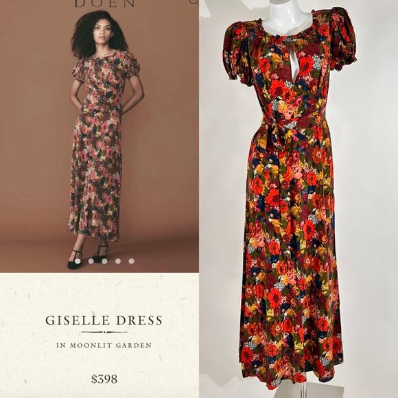 NWOT Dôen Giselle Silk Dress in Moonlit Garden - Picture 1 of 11